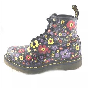 Dr. Marten Air Wair Leather Floral Ankle Boots